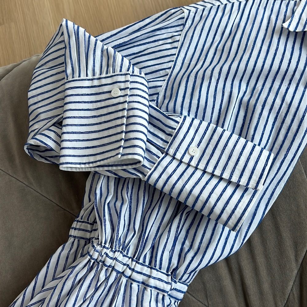 By Any Other Name Long Sleeve Blue & White Striped Midi Shirt Dress Size XL - Picture 15 of 15